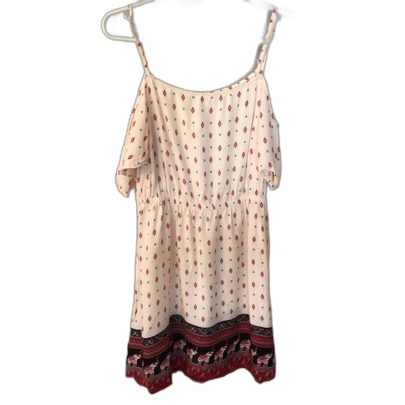 H&M / COACHELLA  SIZE 14 0FF SHOULDER PRINT VISCOSE MINI DRESS - Picture 1 of 7